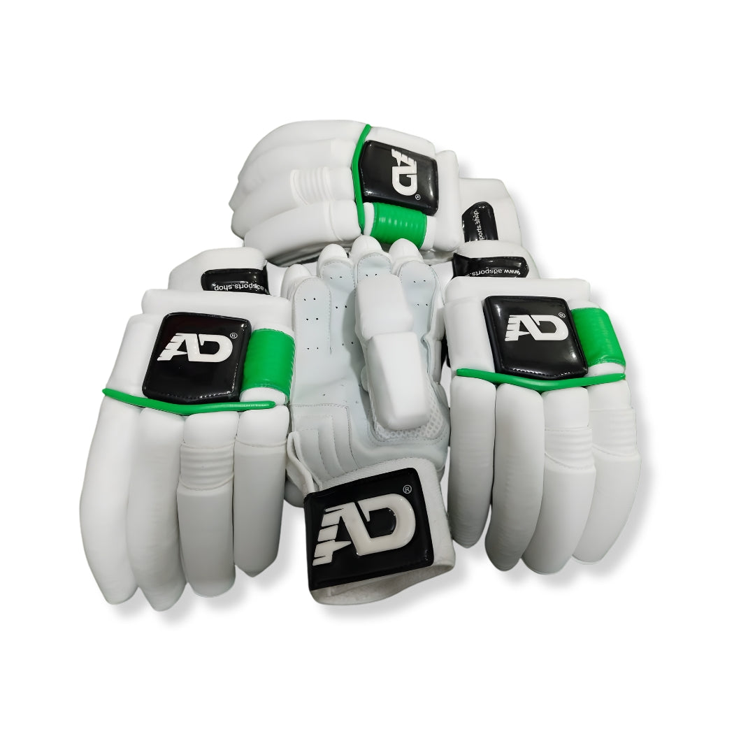 AD Sports Batting Gloves – White & Green Edition (Men's)