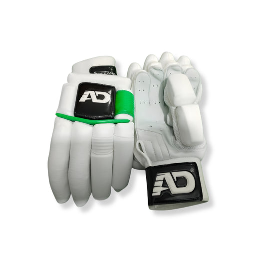 AD Sports Batting Gloves – White & Green Edition (Men's)