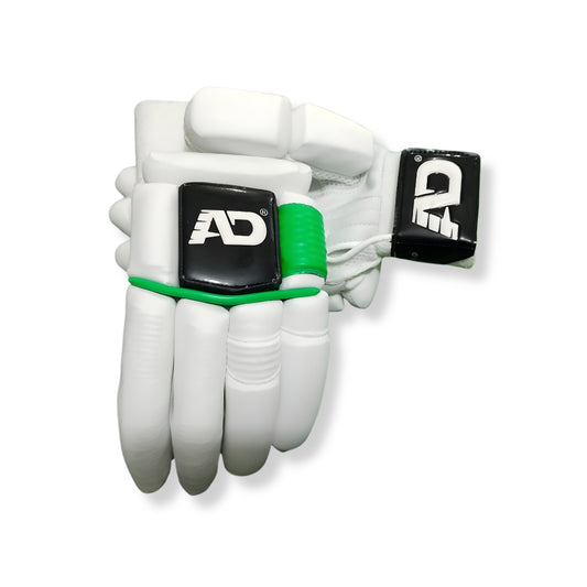AD Sports Batting Gloves – White & Green Edition (Men's)